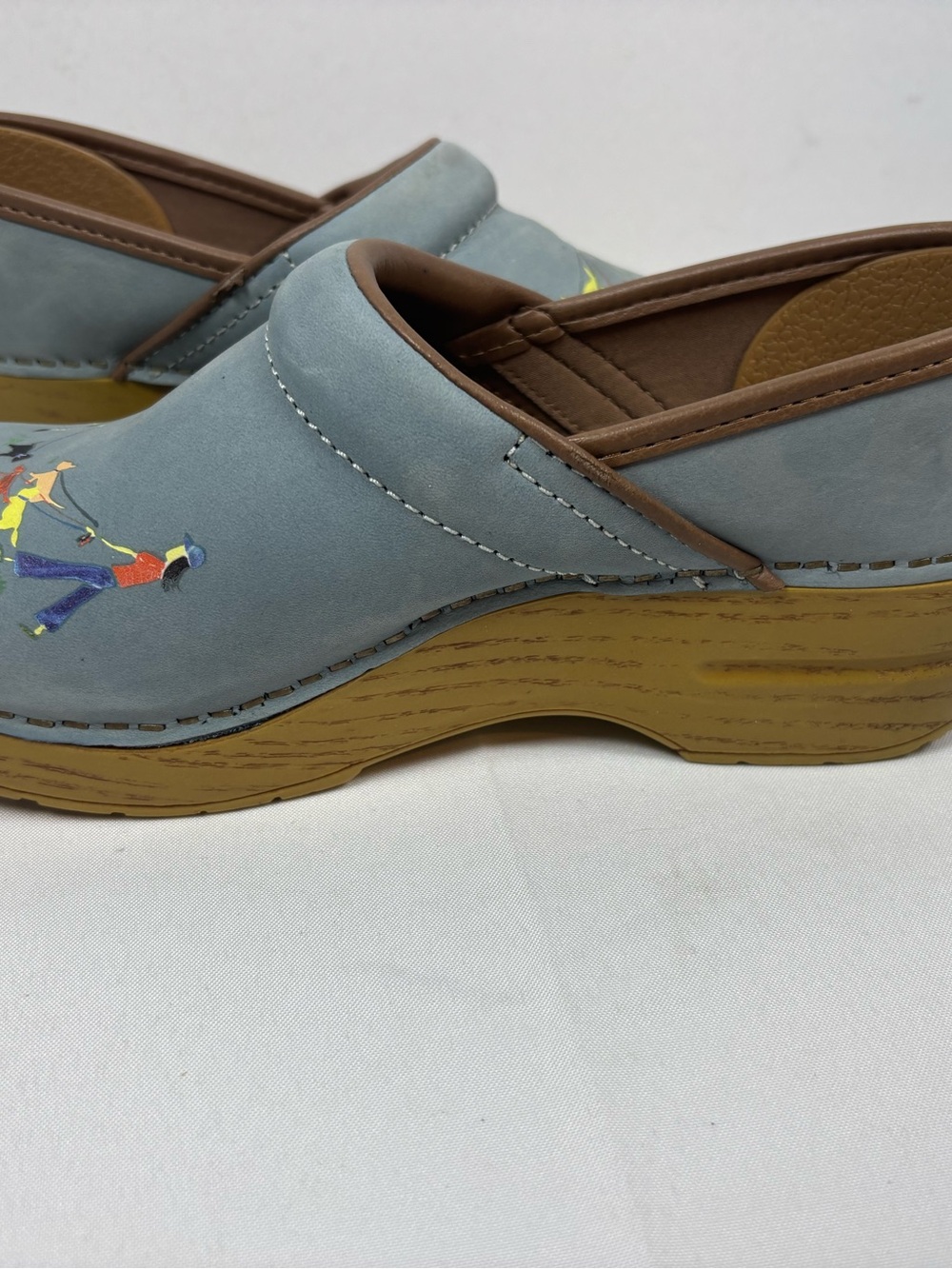 Dansko Twin Pro Dog Walkers Milled Nubuck Womens Clogs Blue/Brown Size 37 - Picture 14 of 15